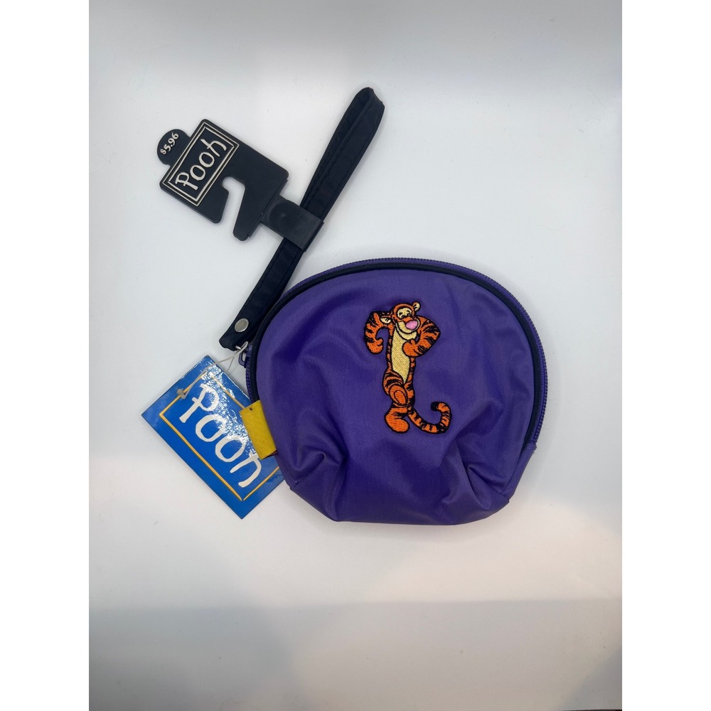 VTG NWT Winnie The Pooh Tigger Purple Zipper Wristlet Coin Purse Disney 90s Y2K